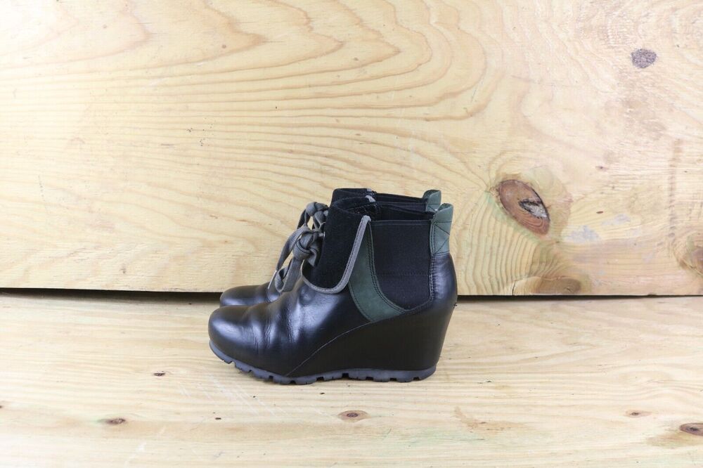 Merrell Boots Womens 8.5 Wedgetarian Eve Black Green Slip On Ankle Shoes